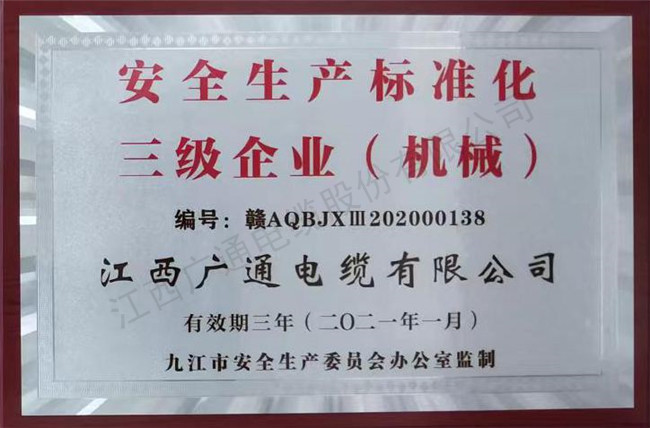 安全生產(chǎn)標(biāo)準(zhǔn)三級企業(yè)